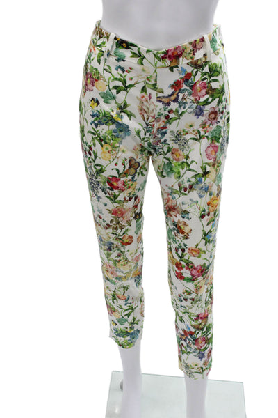 Zara Woman Womens Floral Multicolor Ankle Pants Cotton Zip Size S