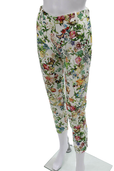 Zara Woman Womens Floral Multicolor Ankle Pants Cotton Zip Size S