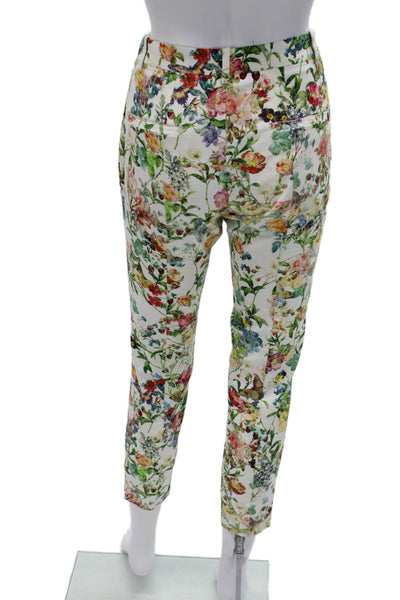Zara Woman Womens Floral Multicolor Ankle Pants Cotton Zip Size S