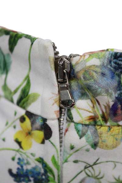 Zara Woman Womens Floral Multicolor Ankle Pants Cotton Zip Size S