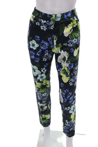 Erdem Women Ankle Pants Multicolor Floral Cotton Zip Size 4