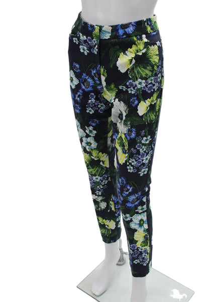 Erdem Women Ankle Pants Multicolor Floral Cotton Zip Size 4