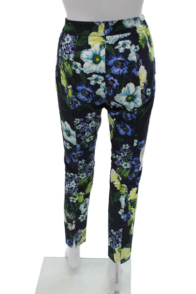Erdem Women Ankle Pants Multicolor Floral Cotton Zip Size 4