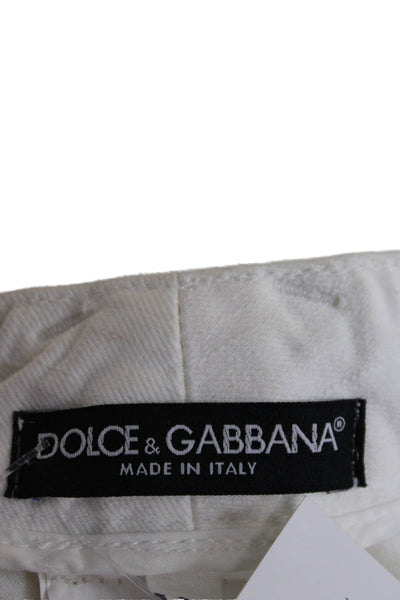 Dolce & Gabbana Womens Straight Jeans White Cotton Blend Mid Rise Size 38