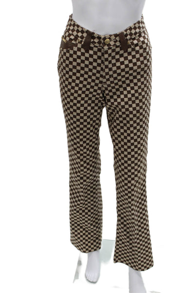 A.B. S by Allen Schwartz Womens Flared Check Cotton Pants Brown Size 4