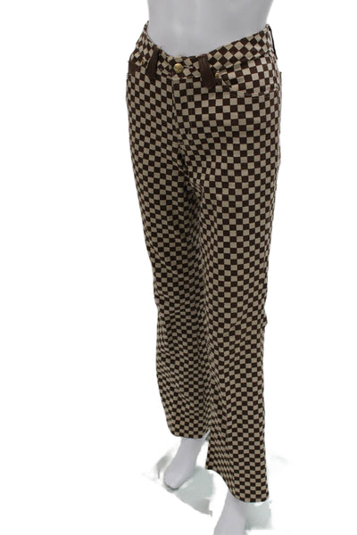 A.B. S by Allen Schwartz Womens Flared Check Cotton Pants Brown Size 4