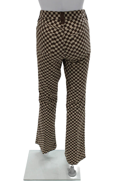 A.B. S by Allen Schwartz Womens Flared Check Cotton Pants Brown Size 4