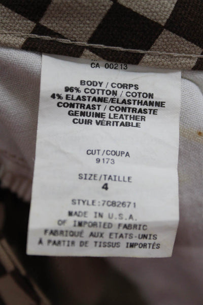 A.B. S by Allen Schwartz Womens Flared Check Cotton Pants Brown Size 4