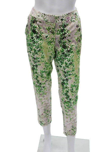 Akris Womens Cropped Floral Multicolor Pants Zip Closure Size 4