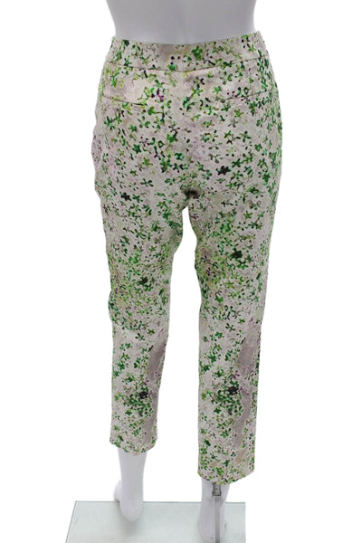 Akris Womens Cropped Floral Multicolor Pants Zip Closure Size 4