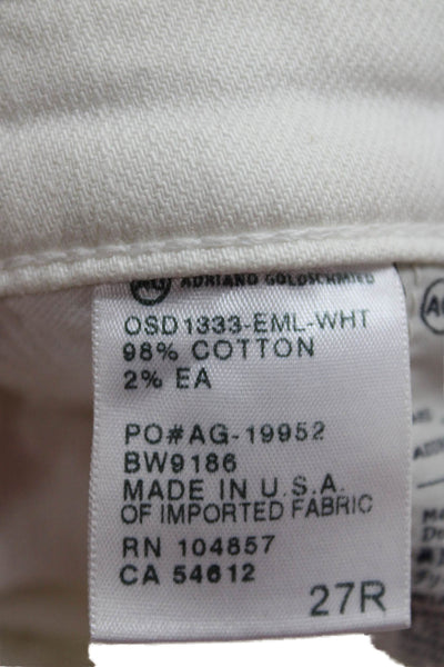 AG Adriano Goldschmied Women Capri Jeans White Floral Cotton Button Size 27