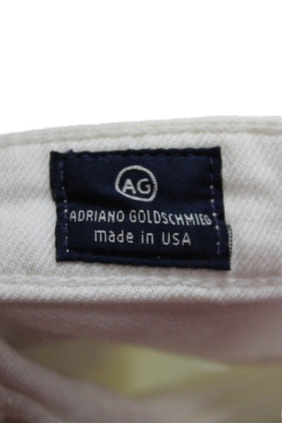 AG Adriano Goldschmied Women Capri Jeans White Floral Cotton Button Size 27