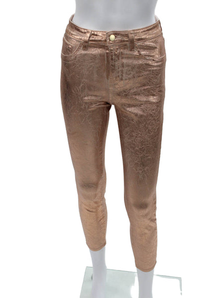 L'Agence Womens Skinny Gold Cotton Blend Jeans Button Size 26