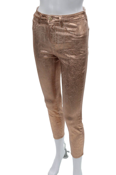 L'Agence Womens Skinny Gold Cotton Blend Jeans Button Size 26