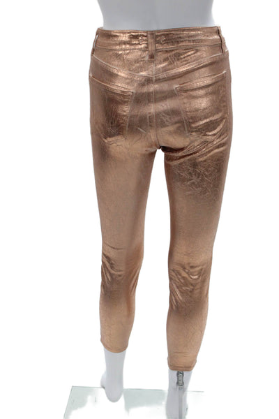 L'Agence Womens Skinny Gold Cotton Blend Jeans Button Size 26