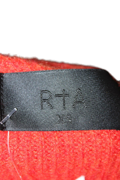 RtA Women Red 100% Cashmere High Neck Pullover Long Sleeve Size XS