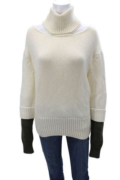 Monse Womens Ivory 100% Wool Turtleneck Pullover Long Sleeve Size XS