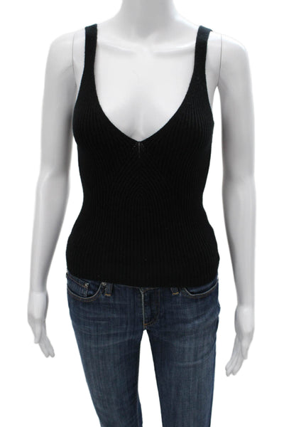 J Crew Womens Black V-Neck Cashmere Blend Sleeveless Tank Size 2XS