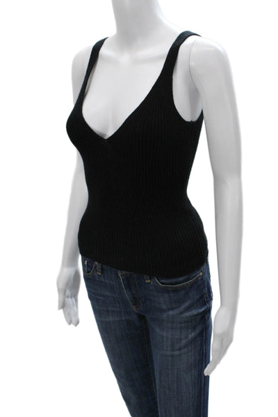 J Crew Womens Black V-Neck Cashmere Blend Sleeveless Tank Size 2XS