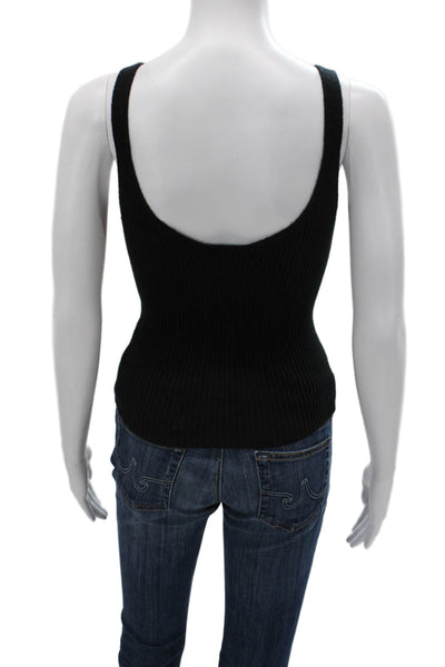 J Crew Womens Black V-Neck Cashmere Blend Sleeveless Tank Size 2XS