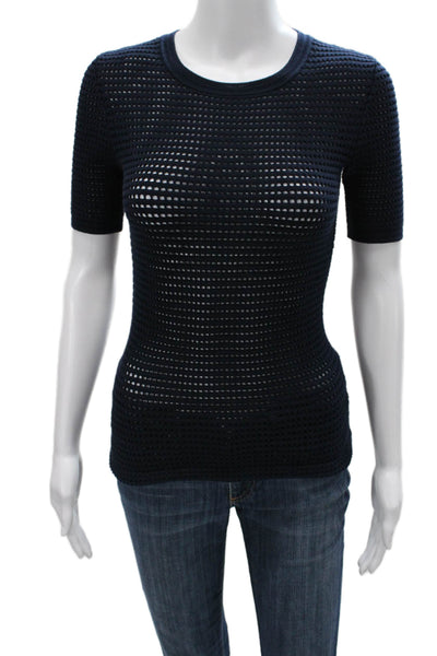 Yigal Azrouel Women Blue Basic T-Shirt Short Sleeve Crew Neck Size XS