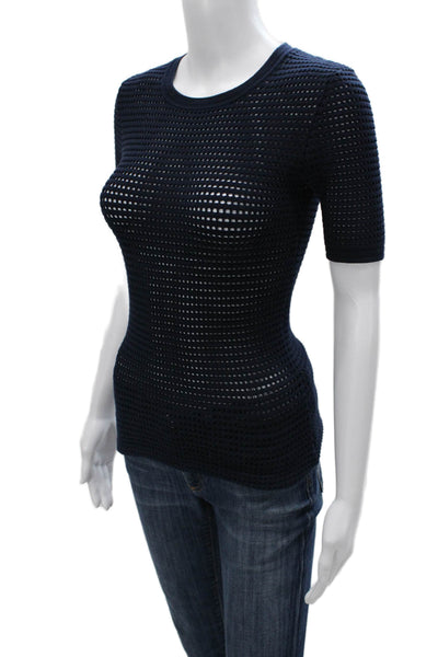 Yigal Azrouel Women Blue Basic T-Shirt Short Sleeve Crew Neck Size XS