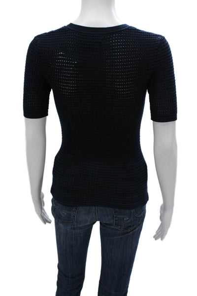 Yigal Azrouel Women Blue Basic T-Shirt Short Sleeve Crew Neck Size XS