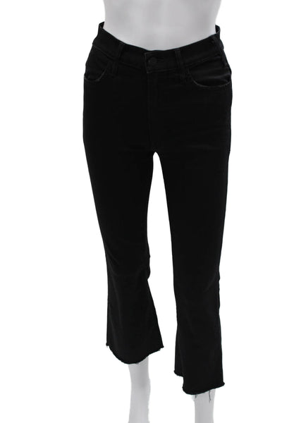 Mother Womens Cropped Black Jeans Mid Rise Cotton Blend Size 24