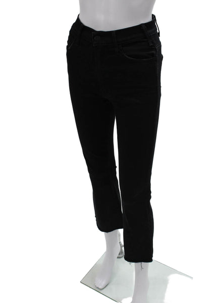 Mother Womens Cropped Black Jeans Mid Rise Cotton Blend Size 24