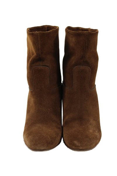 Polo Ralph Lauren Womens Suede Heeled Ankle Boots Brown Size 7