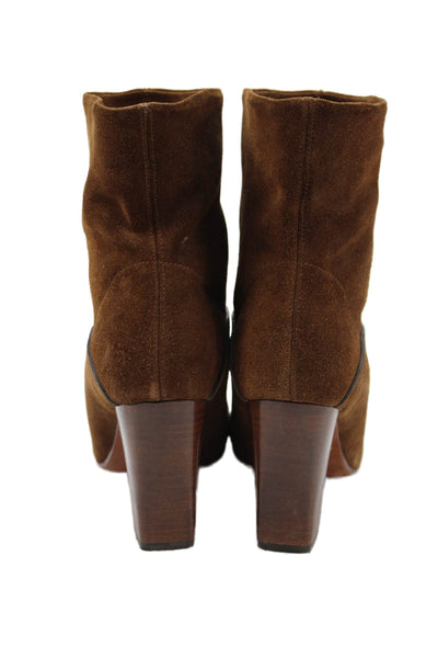 Polo Ralph Lauren Womens Suede Heeled Ankle Boots Brown Size 7