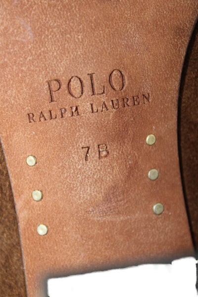 Polo Ralph Lauren Womens Suede Heeled Ankle Boots Brown Size 7