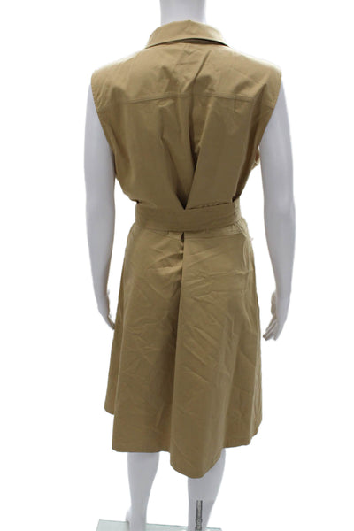 Lafayette 148 New York Women Shirt Dress Beige Sleeveless Collared Size XL