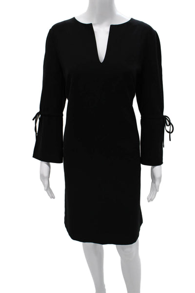 Lafayette 148 New York Womens Shift Dress Black 3/4 Sleeve V Neck Size L