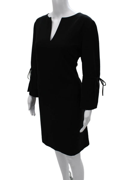 Lafayette 148 New York Womens Shift Dress Black 3/4 Sleeve V Neck Size L