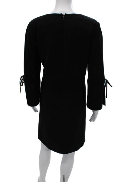 Lafayette 148 New York Womens Shift Dress Black 3/4 Sleeve V Neck Size L