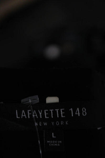Lafayette 148 New York Womens Shift Dress Black 3/4 Sleeve V Neck Size L