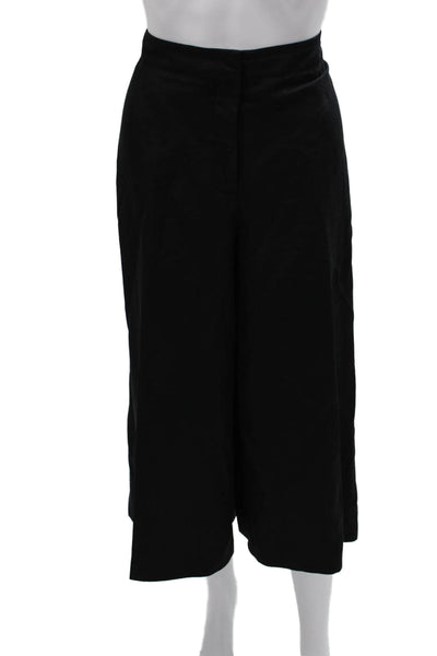 Lafayette 148 New York Women Cropped Silk Pants Black Zip Size 16