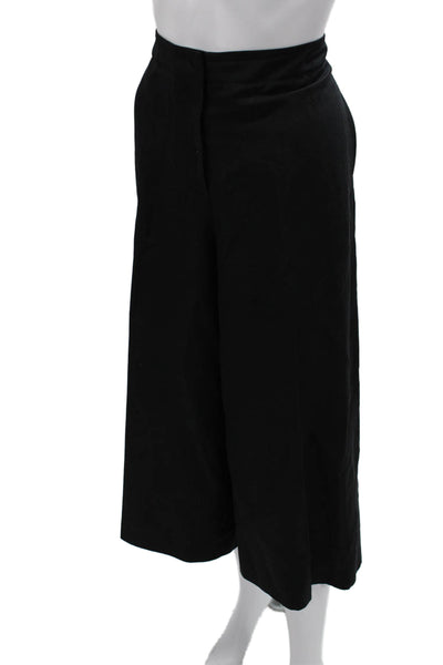 Lafayette 148 New York Women Cropped Silk Pants Black Zip Size 16