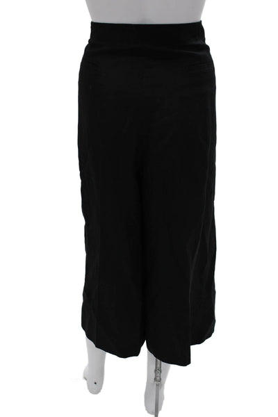 Lafayette 148 New York Women Cropped Silk Pants Black Zip Size 16
