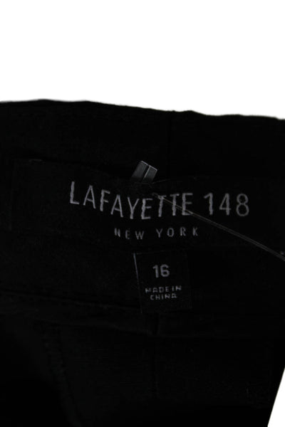 Lafayette 148 New York Women Cropped Silk Pants Black Zip Size 16