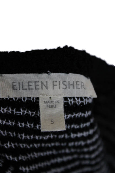 Eileen Fisher Women Black Striped Organic Cotton Pullover Size S