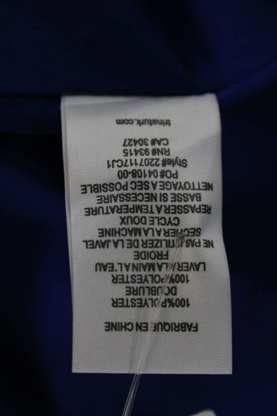 Trina Turk Womens Tunic Blouse Blue Long Sleeve Round Neck Polyester Size S