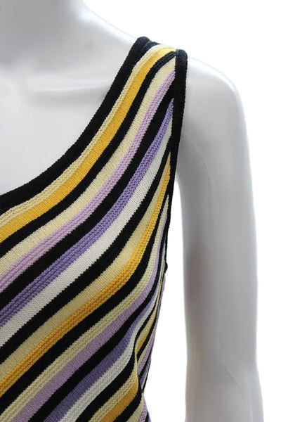 St. John Womens Multicolor Striped Wool V Neck Basic Tank Pullover Size S