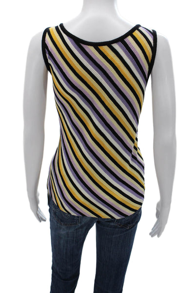 St. John Womens Multicolor Striped Wool V Neck Basic Tank Pullover Size S