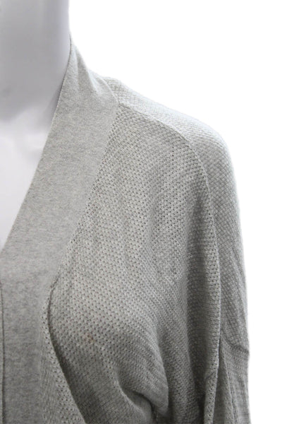 Margaret OLeary Women Gray V-Neck Cardigan Long Sleeve Cotton Silk Size XS