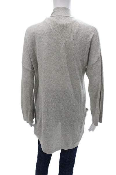 Margaret OLeary Women Gray V-Neck Cardigan Long Sleeve Cotton Silk Size XS