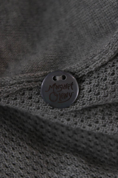 Margaret OLeary Women Gray V-Neck Cardigan Long Sleeve Cotton Silk Size XS