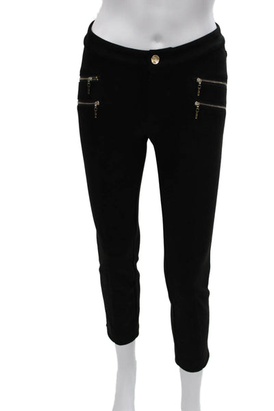 Grayse Women Cropped Black Polyester Pants Button Closure 25 Inseam Size 2XS