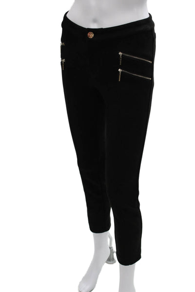 Grayse Women Cropped Black Polyester Pants Button Closure 25 Inseam Size 2XS